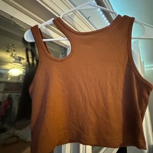 Women's Brown Ribbed Tank Top